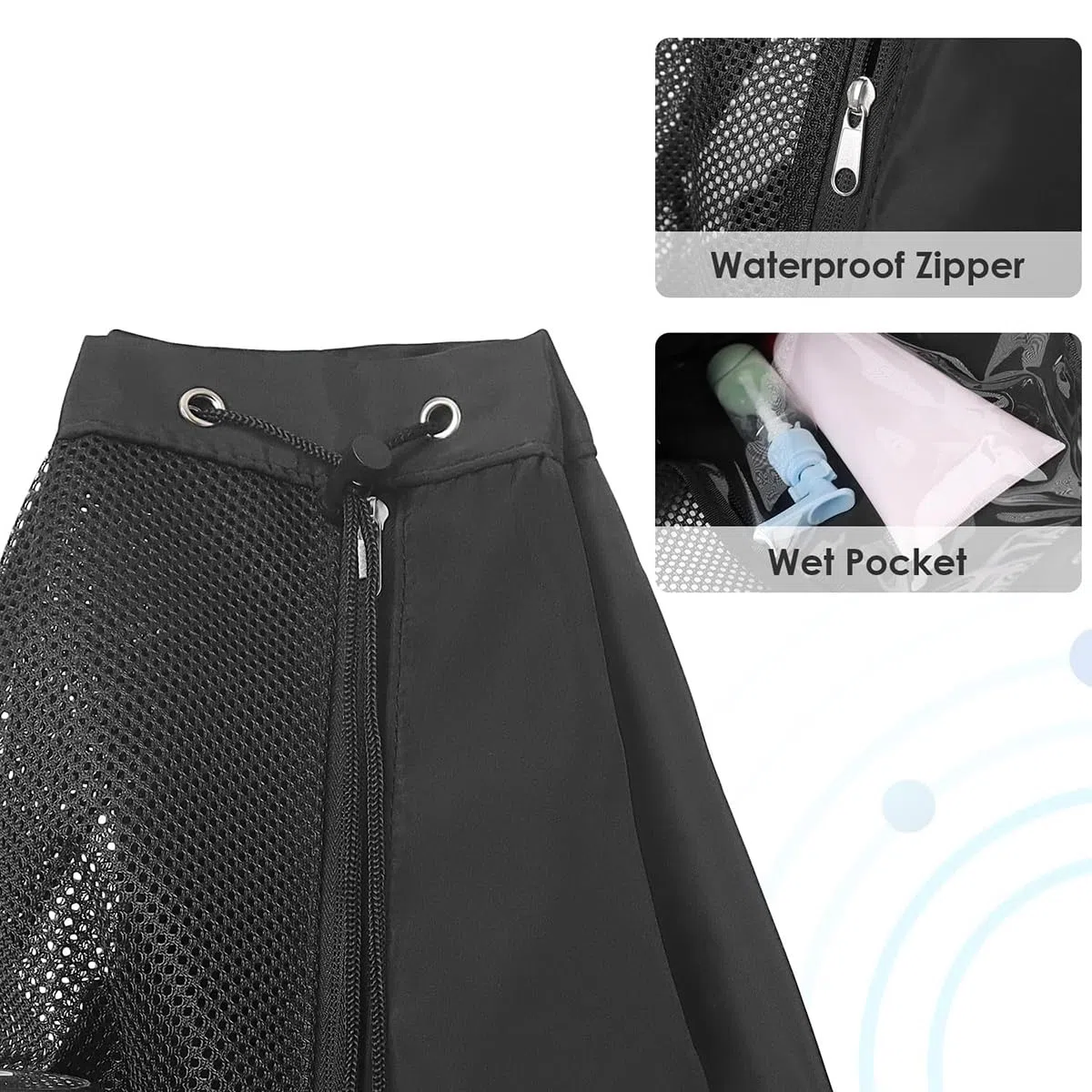 Mochila de natación con cordón de Malla con Bolsillo húmedo, Mochila de Playa Multifuncional para Adultos, Surf, Playa, Gimnasio