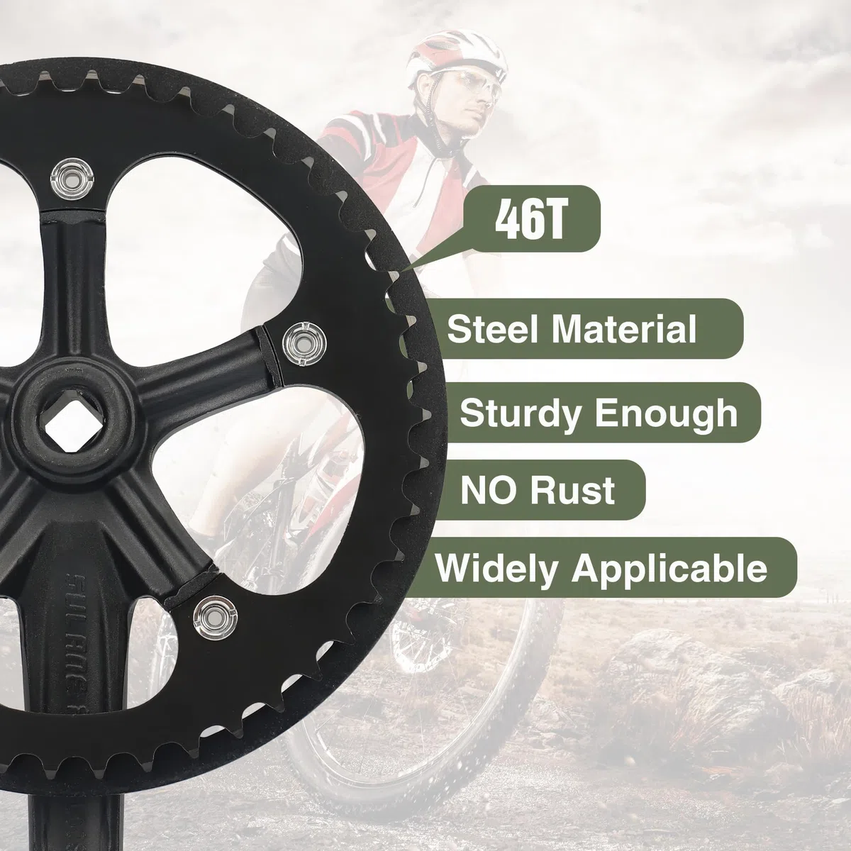 MEGHNA Singel Speed Bicycle Crankset 38T/46T/48T Bicycle Crankset 170mm Bicycle Bicycle Bielas Bielas de aluminio, bielas de cadena MTB/Citybike/bicicleta de ciudad/bicicleta de mujer/bicicleta