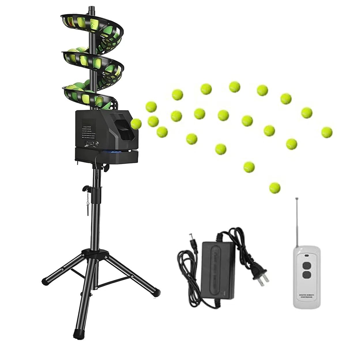 Lanzador Automático De Pelotas De Tenis, Máquina De Bolas con Mando A Distancia, 10 Horas De Duración De Batería, Altura Y ángulo Ajustables, Máquina Inteligente De Recogida De Pelotas