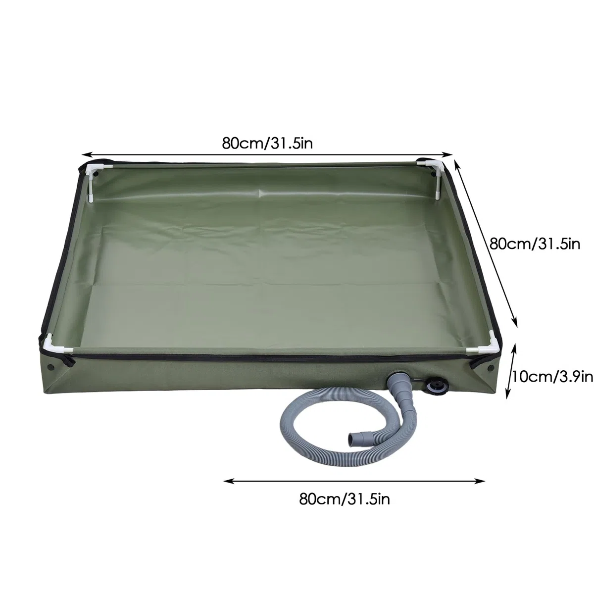 Plato De Ducha Portátil, Base De Ducha De Camping Plegable 2 En 1 con Tubo De Drenaje, 80x80x10cm Duradera Oxford Impermeable Fondo De Toldo De Tienda, Base De Cubierta De Ducha Al Aire Libre
