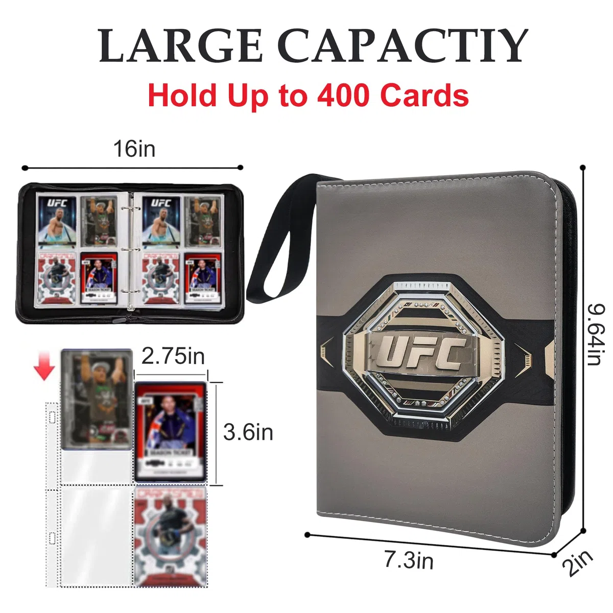 Carpeta de tarjetas de 400 bolsillos para tarjetas, bolsa de almacenamiento portátil impermeable con fundas extraíbles para coleccionistas de tarjetas deportivas