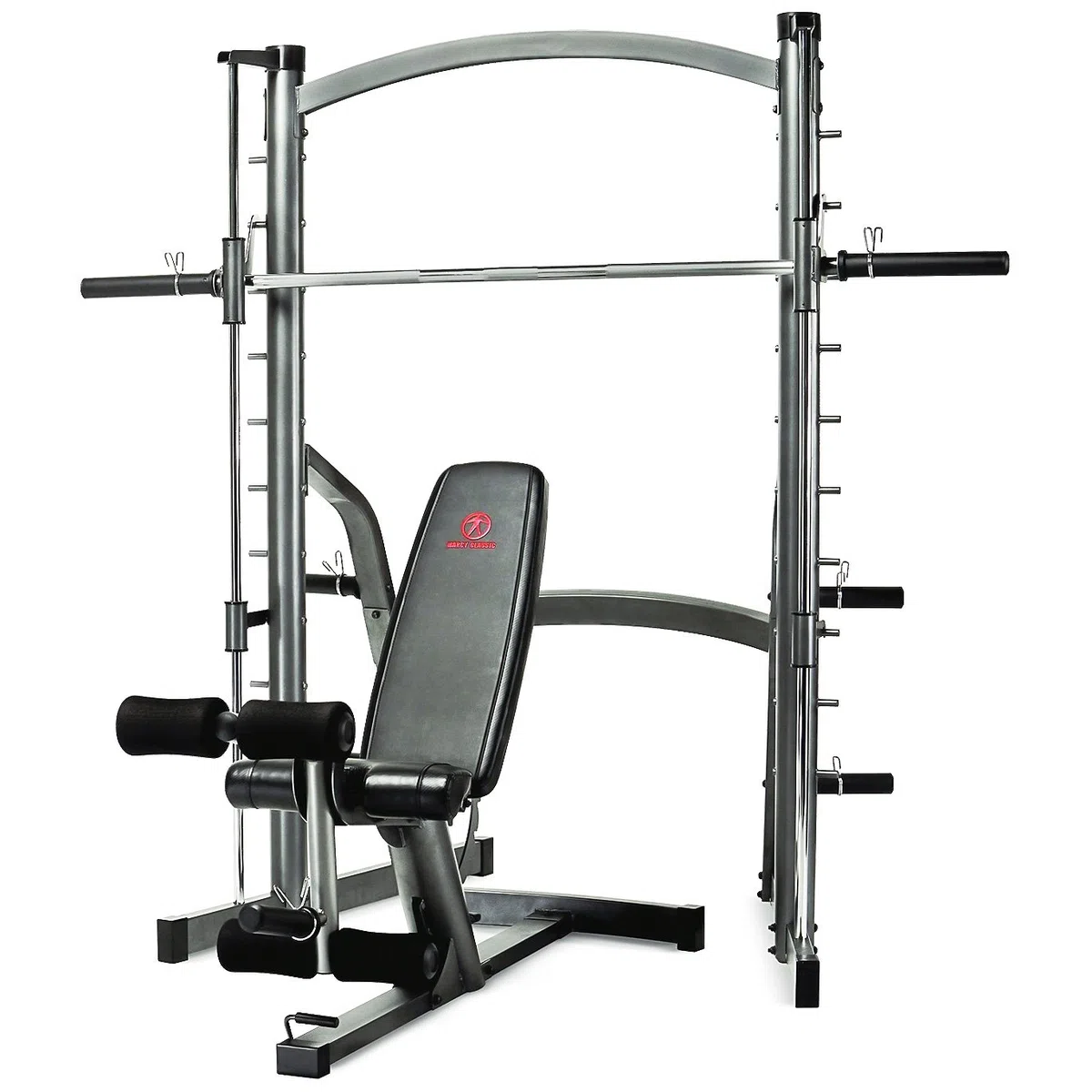 Marcy SM1000 Deluxe Smith Machine – Squat Rack Sentadillas con peso guiado – Banco de musculación olímpico 7 posiciones con Curl de piernas | Carga Smith 135 kg, Usuario Máximo 135 kg, Leg Developer 45 kg, Peso 85 kg