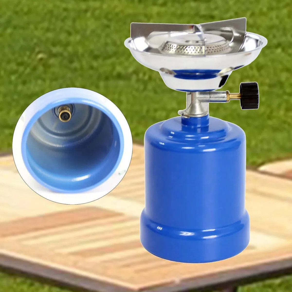 KROWN - Hornillo Camping Gas Cocina Portátil + 2 Bombonas 190g para Acampada, Campo, Playa, Montaña, Quemador con Regulador de Gas Butano