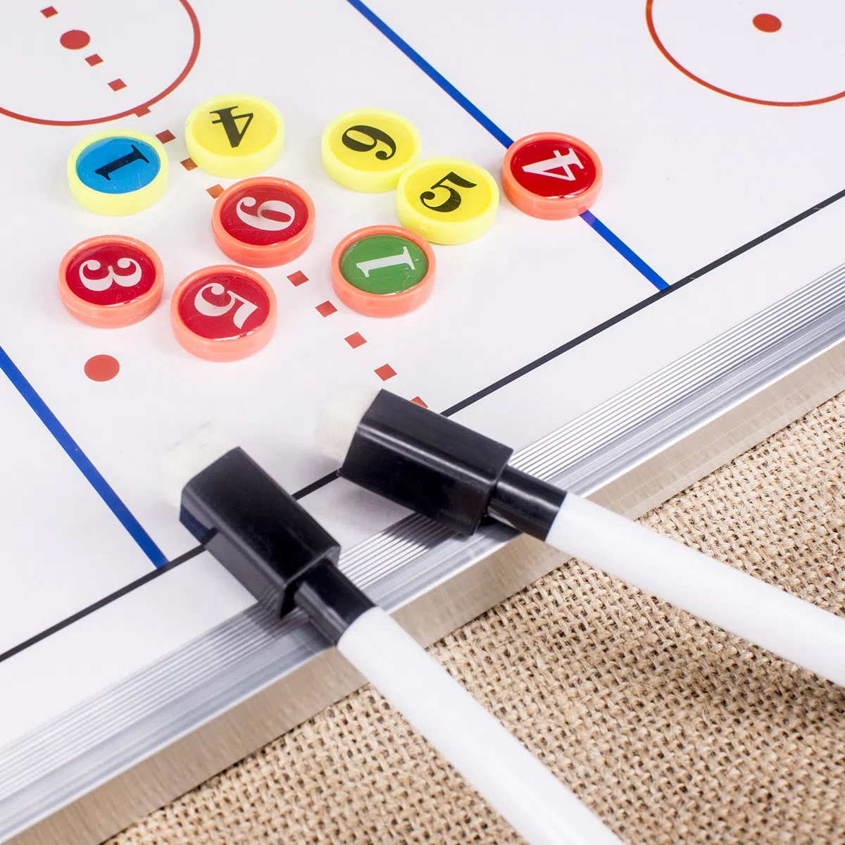Pizarra blanca de doble cara para entrenamiento de hockey sobre hielo, tablero de tácticas de pista completa y media con marcadores de jugador