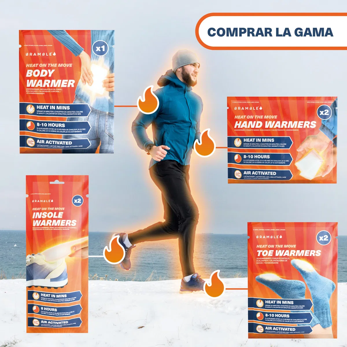 Bramble - Calentadores de Dedos Adhesivos (40 Pares, 80 en Total) - Parches Adhesivos ultrafinos para Zapatos y Botas - Se activan con el Aire y no Dejan Olor - hasta 10 Horas de Calor