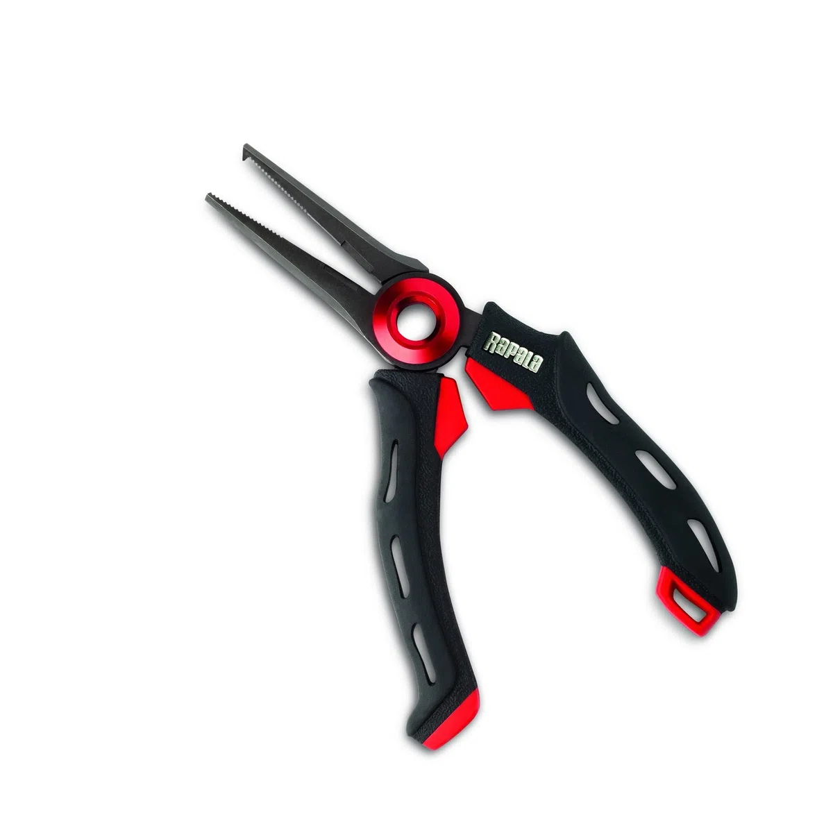 Rapala - Alicates de Pesca RCD mag Spring Split Ring Pliers - Material de Pesca con Mordazas de Acero Inoxidable - Artículo de Pesca Mango Ergonómico Soft Grip - Estuche Incluido - 15 cm - Negro/Rojo