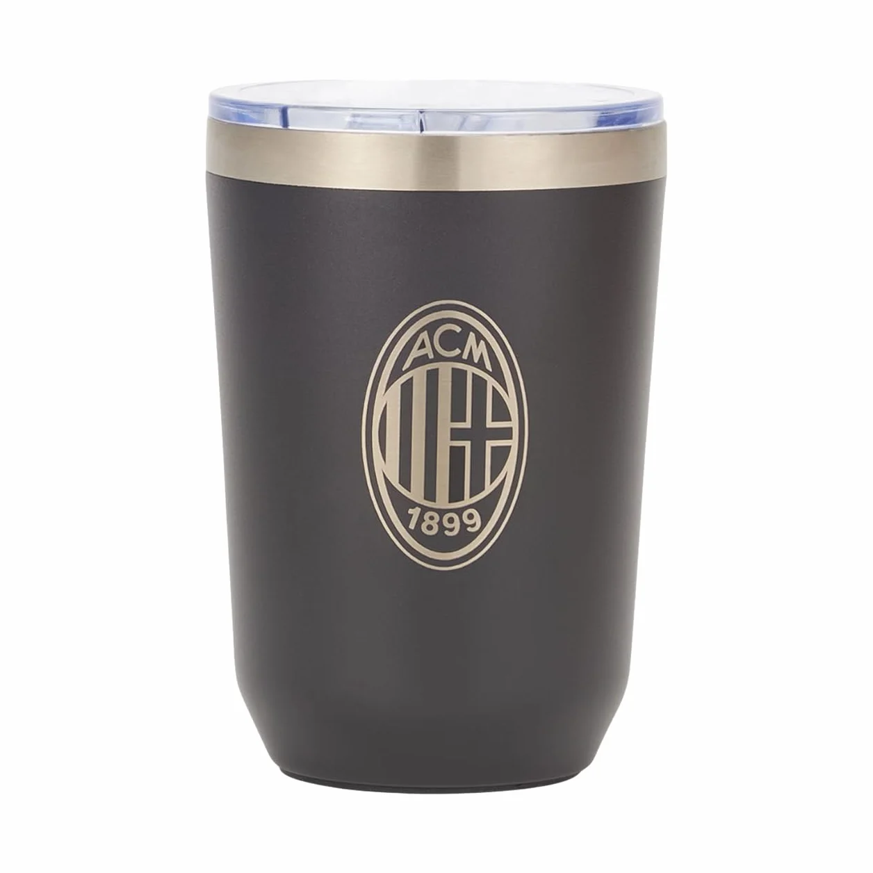 A.C. Milan Cantimplora, Producto Oficial, Taza Térmica para Café, Leche y Té, Thermos, Termo (Negro), 0.38 L