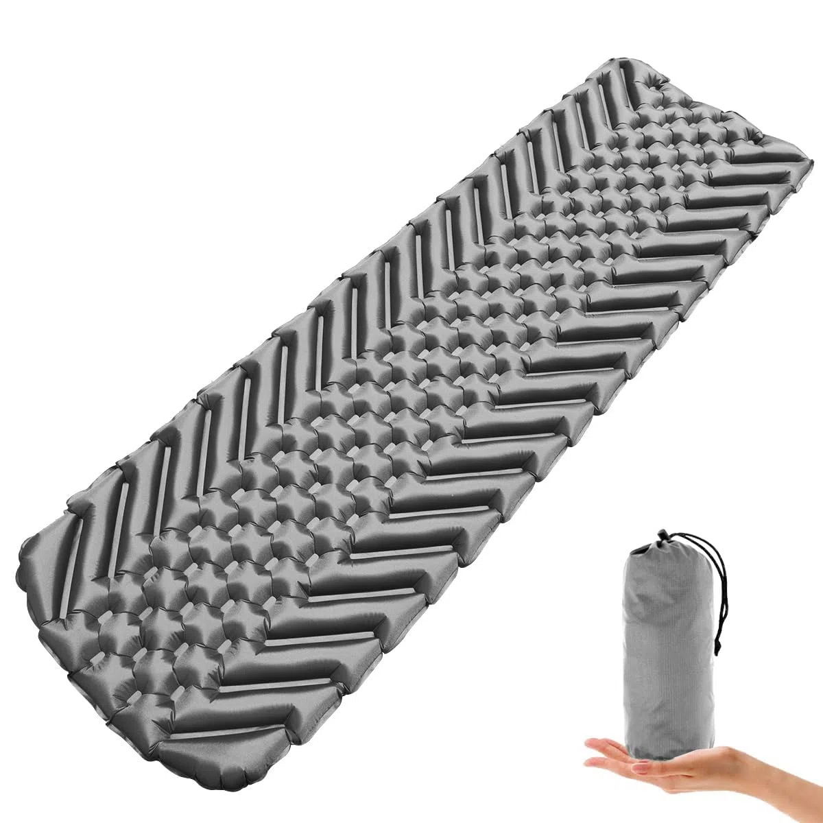 Esterilla Isotérmica para Camping al Aire Libre - Colchoneta Inflable Ultraligera, Impermeable, Plegable, Colchón de Aire de Tamaño Pequeño Grey
