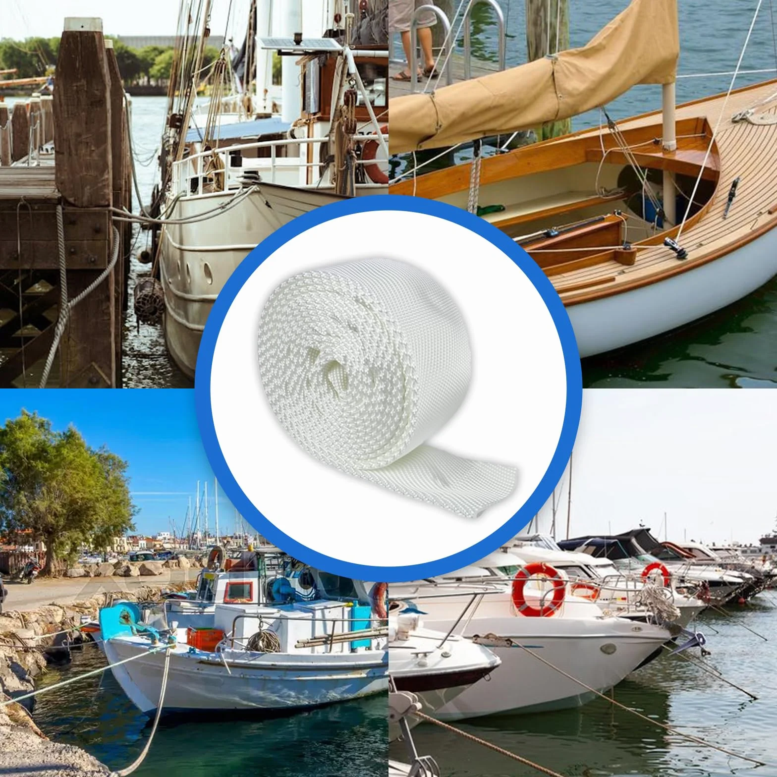 Cubierta de Cuerda de protección de Muelle Marino, Protector de línea de Amarre de Barco Resistente para líneas de hasta 1 Pulgada, Equipo de Anclaje de Acoplamiento de Vela para yate (10 pies)