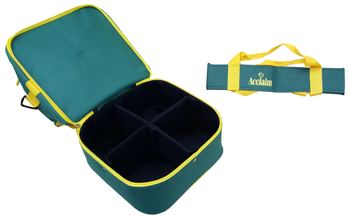 Acclaim Staple Nylon Cuatro niveles de césped plano verde alfombra corta taquilla Cuencos bolsa y portador de cuatro cuencos (botella verde/amarillo)