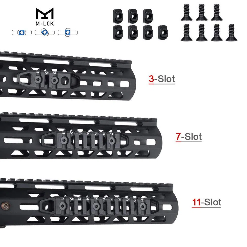 3pcs Compatible con Aluminio M-Lok/Keymod Picatinny Rail 3-Slot 7-Slot 11-Slot M-LOK/Keymod Picatinny Rail Sección Accesorios para el Sistema M-LOK/Keymod