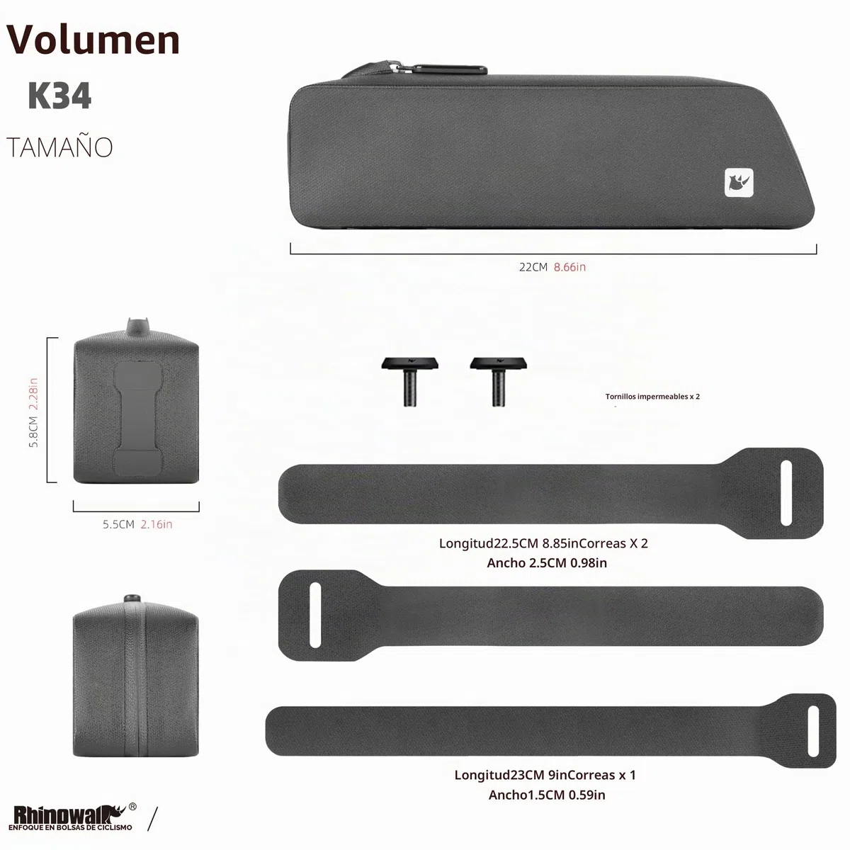 Rhinowalk Bolsa de tubo superior para bicicleta, accesorio impermeable y estable para marco de bicicleta
