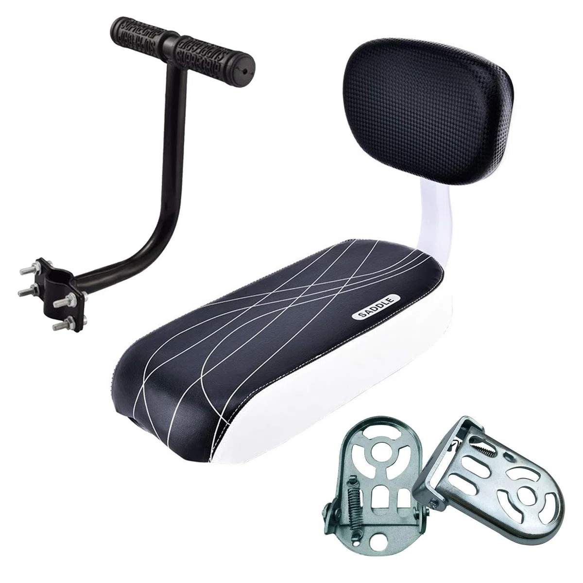 auvstar Silla Bicicleta Niño Trasera,Cojín de Asiento Trasero de Bicicleta de Montaña,Asiento Trasero de Vehículo Eléctrico,Incluidos Respaldo, Reposabrazos y Pedales