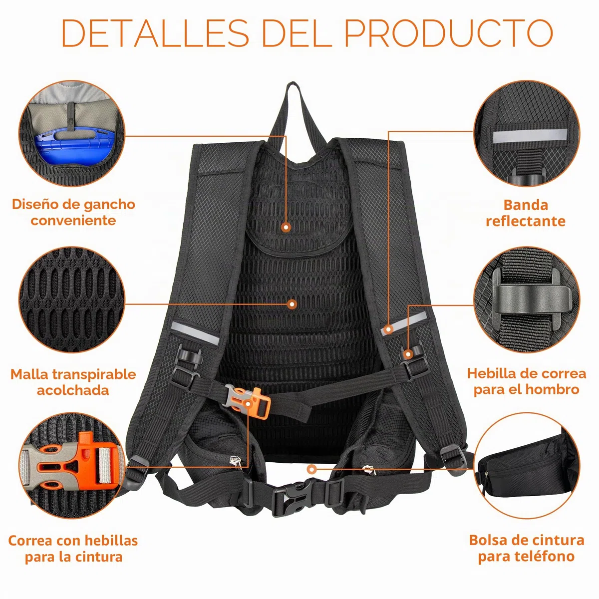 EULANT Mochila Pequeña para Correr, 15L Ligero Mochilas de Bicicleta Montaña,Mochila Deportiva Impermeable para Ciclismo Esquí Senderismo MTB Commuting, Mejorada - Cremallera Frontal Impermeable
