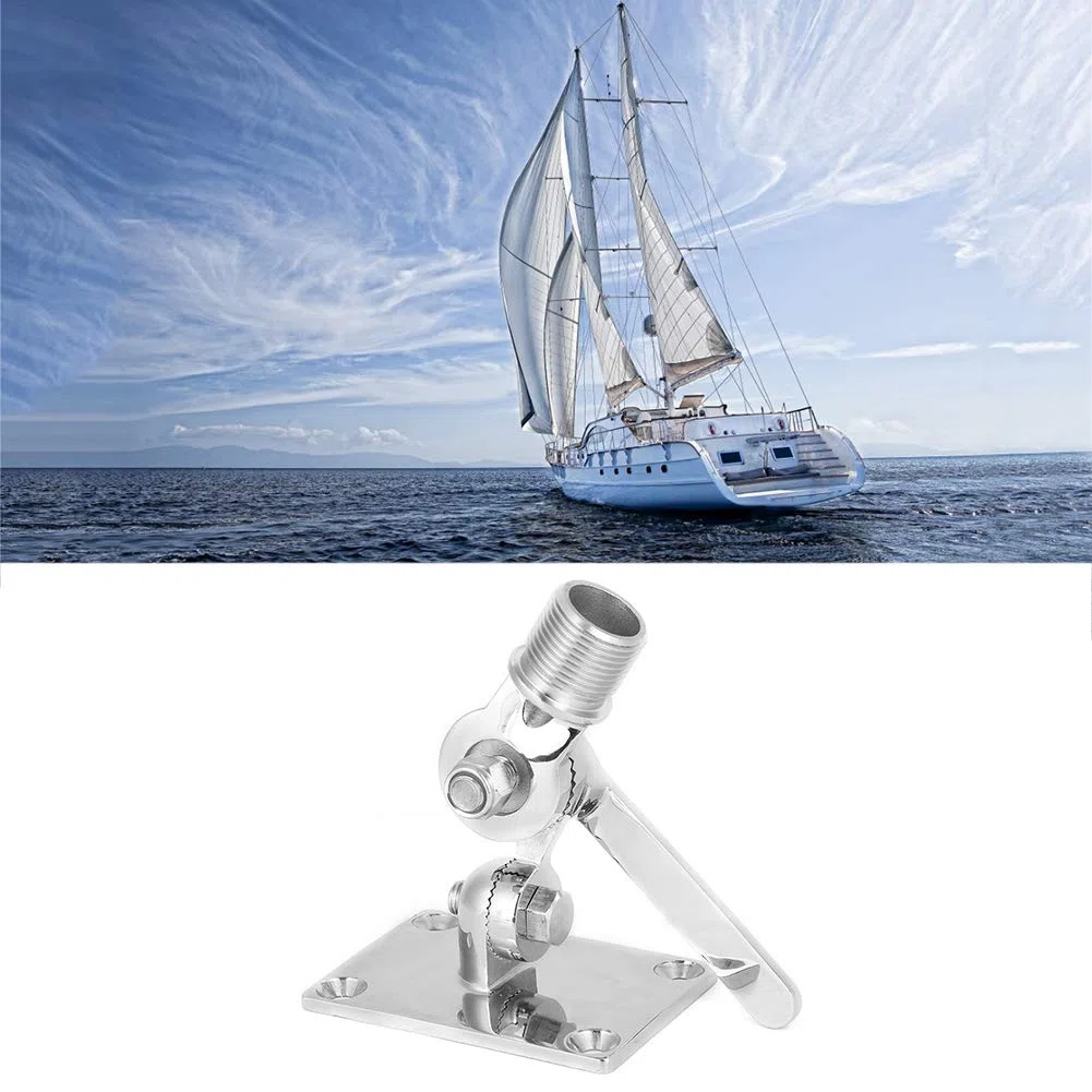 Fydun Soporte De Montaje De Antena De Barco, Soportes para Antenas VHF Marinas, Antena Talkie De Acero Inoxidable, Soporte De Base Ajustable