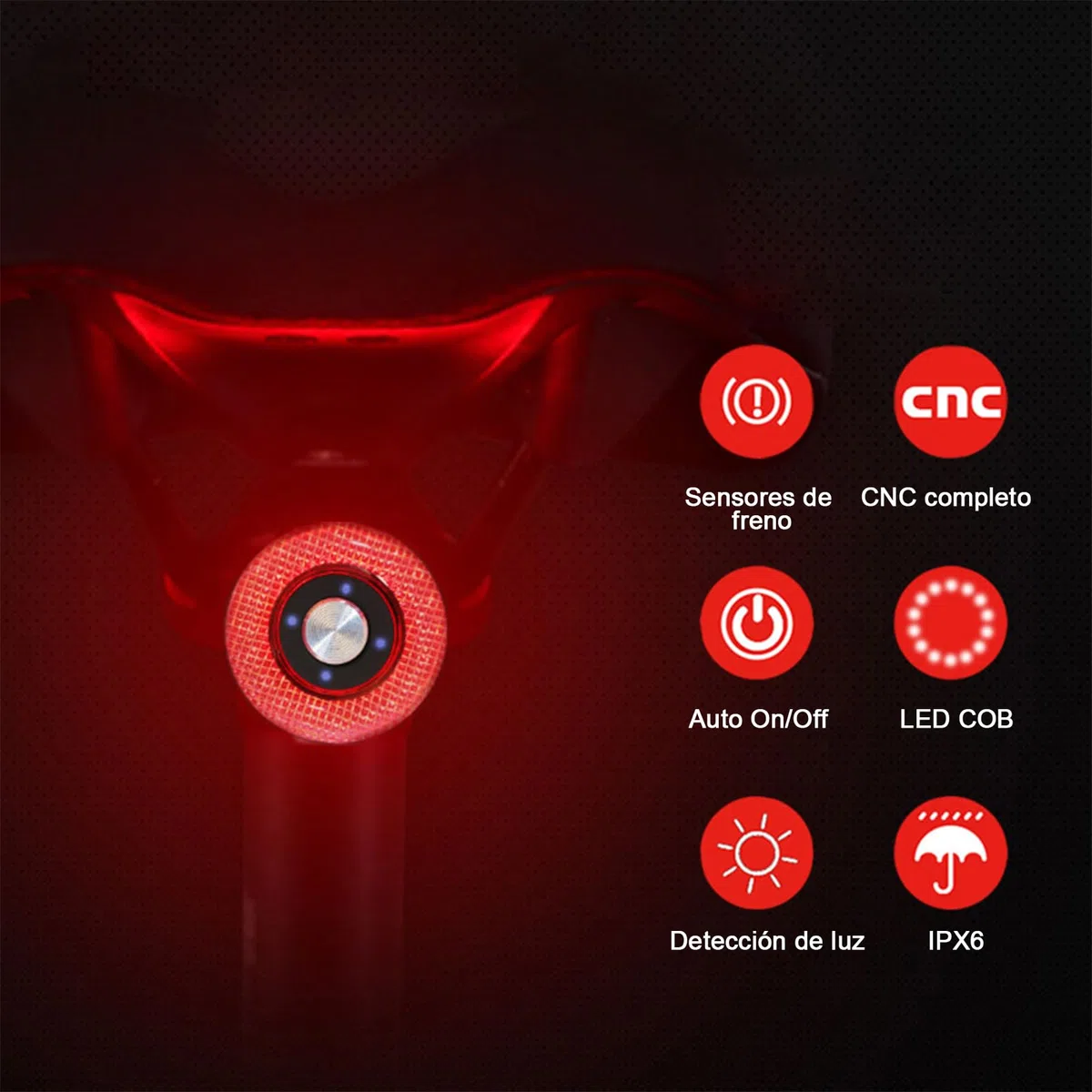 EBUYFIRE Luz Trasera de Bicicleta Inteligente Recargable USB, Super Brillante Rojo Luz LED Bici, Impermeable, Faro Trasero Bici para Máxima Seguridad de Ciclismo