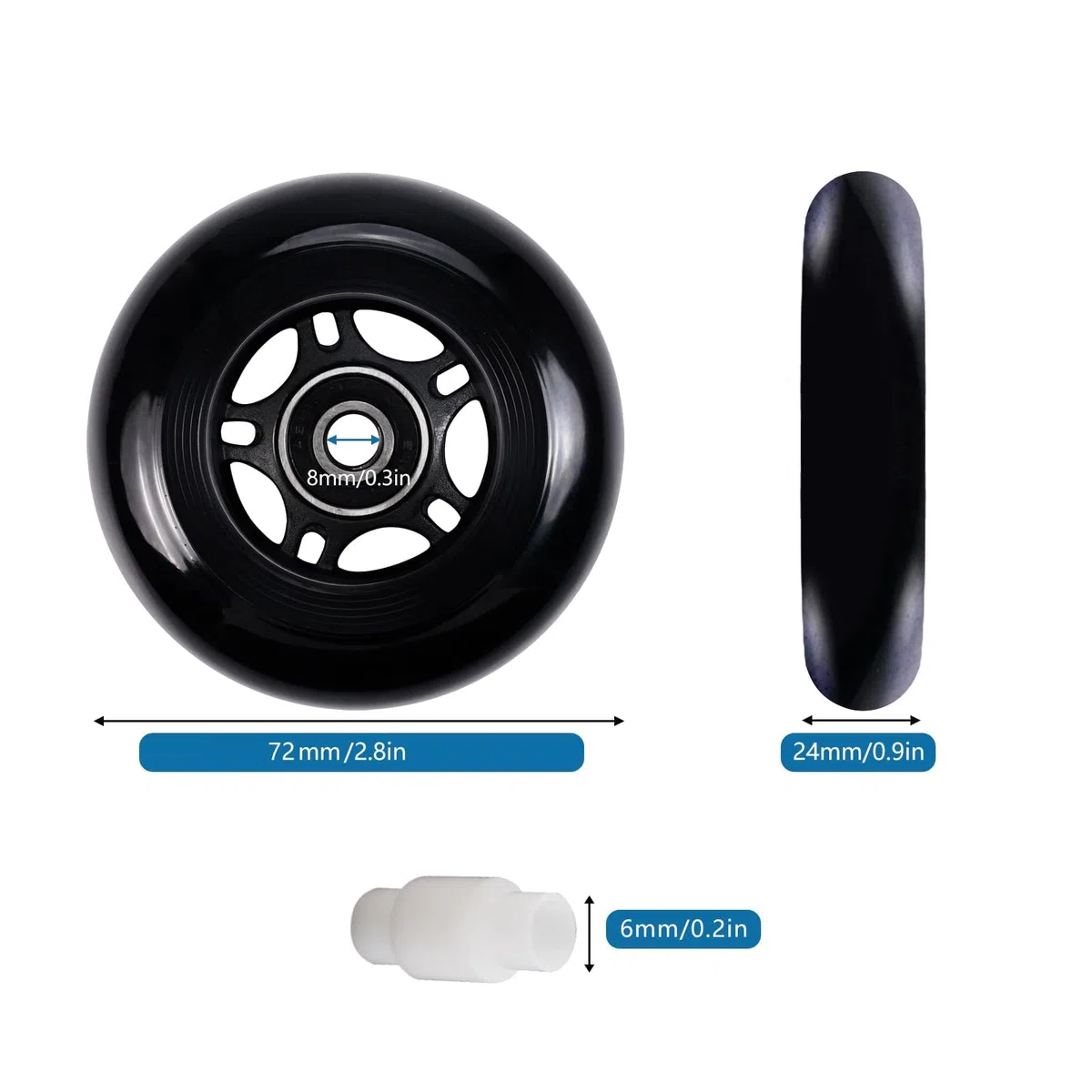 Ruedas de Patines en línea de 72 mm, 76 mm y 80 mm para Hockey sobre Patines, Ruedas de Repuesto con rodamiento para Patinaje en Interiores y Exteriores, Paquete de 8