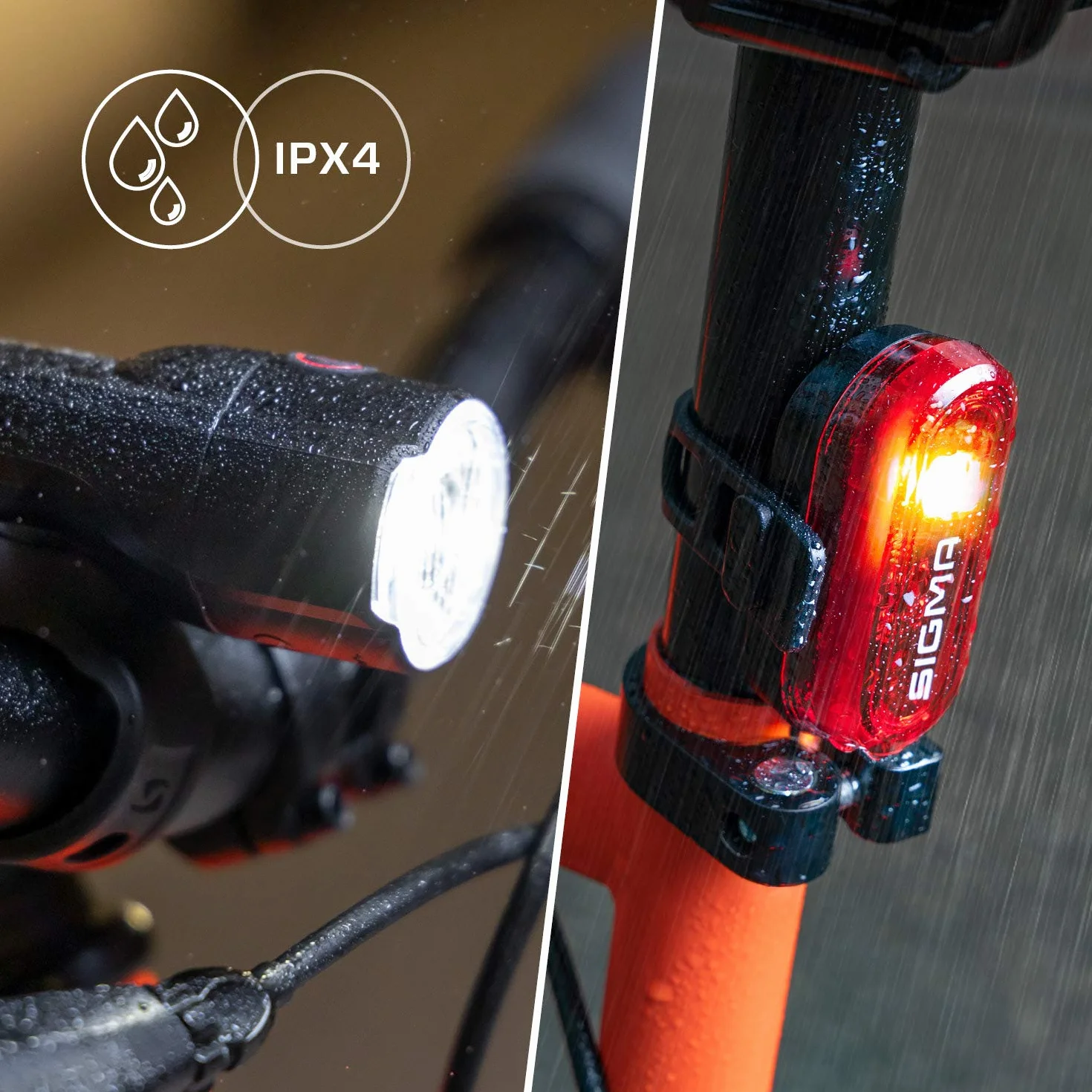 SIGMA Aura 30 & Curve | Kit de Luces de Bicicleta a Pilas | Montaje sin Herramientas | Protección antisalpicaduras | Luces de Bicicleta Delanteras + traseras