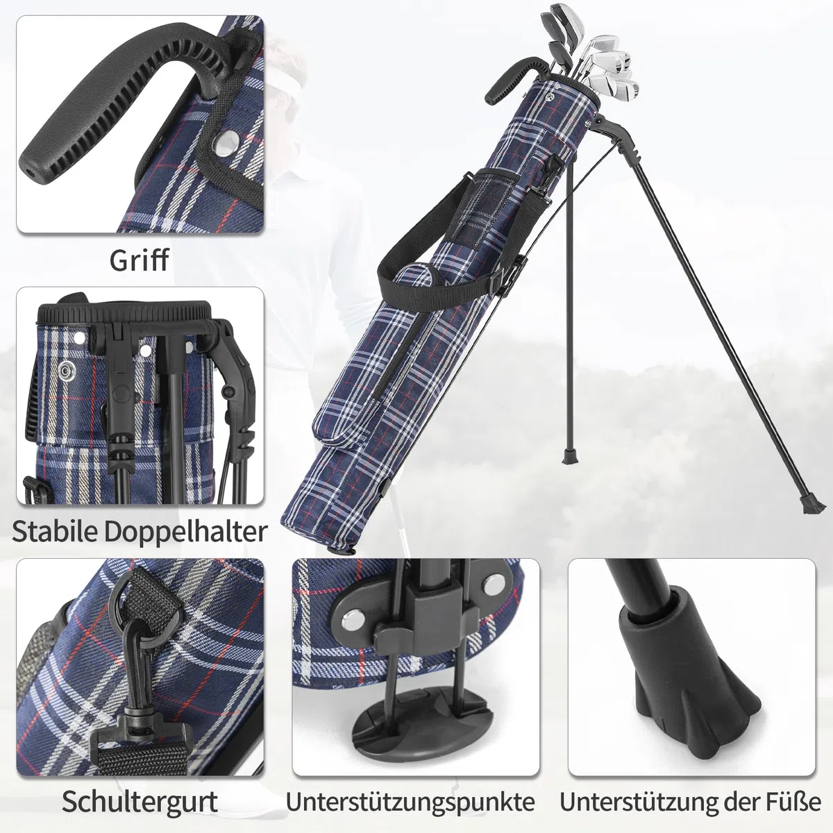 OUUTMEE Pequeña bolsa de golf, maletín para raqueta, autosoporte de golf, maletín y bolsa grande, ultraligera
