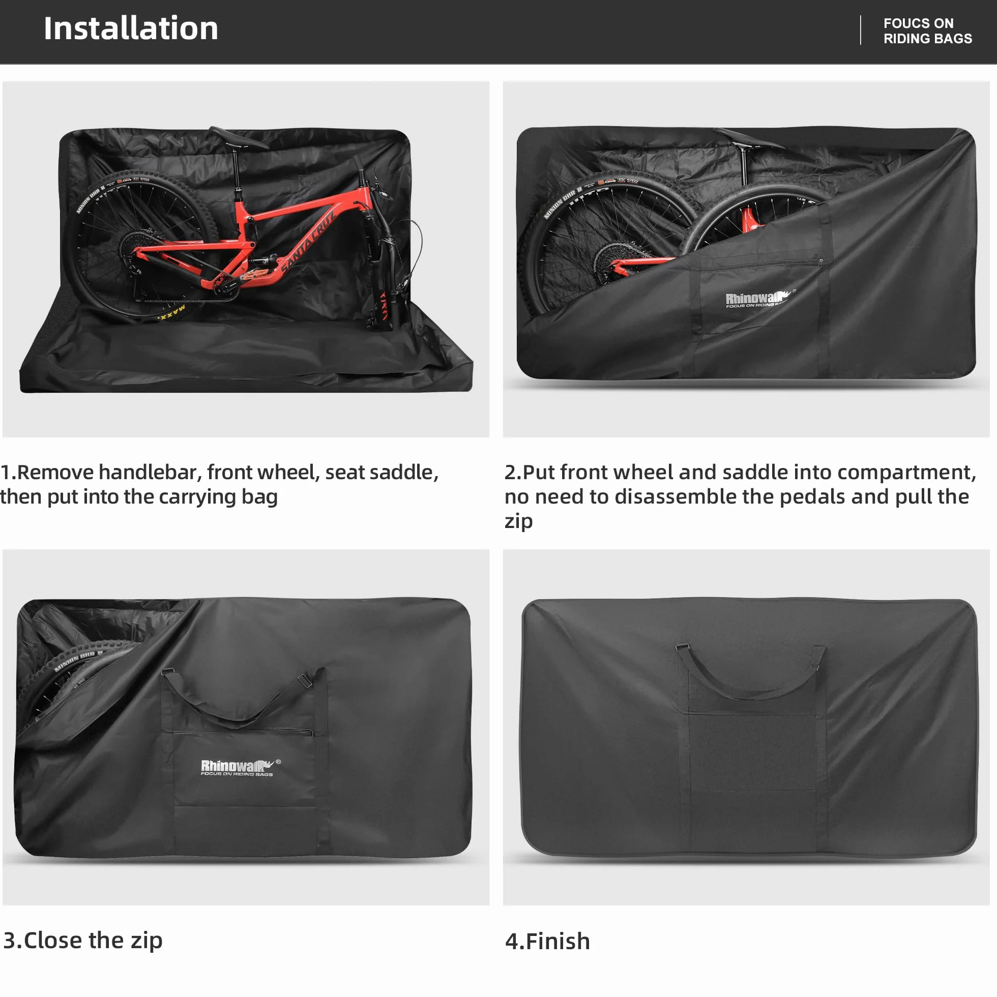ENJOHOS Bolsa Transporte Bicicleta 29 Pulgadas MTB Bolsa de Viaje para Bicicleta de Carretera Talla 61 Guardar Bicicleta de Montaña Plegable para Equipaje para Viajes en Tren Avión Coche Barco