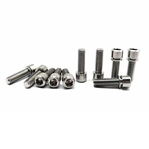 RISON-Titanium Pernos de Vástago de Bicicleta en Titanio M5x16mm, 5 Piezas Tornillos de Varilla de Bicicleta Pernos de Fijación para Potencia Bici, Soporte de Botella de Agua Bici MTB