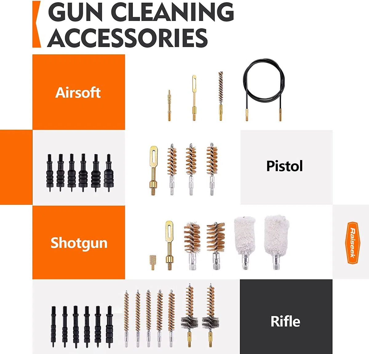 BOOSTEADY Juego de Limpieza de Armas Kits de Armas para la Mayoría de los Rifles Pistolas Escopetas Juego de Limpieza, Puntas de Armas y Cepillos con Tapete de Limpieza
