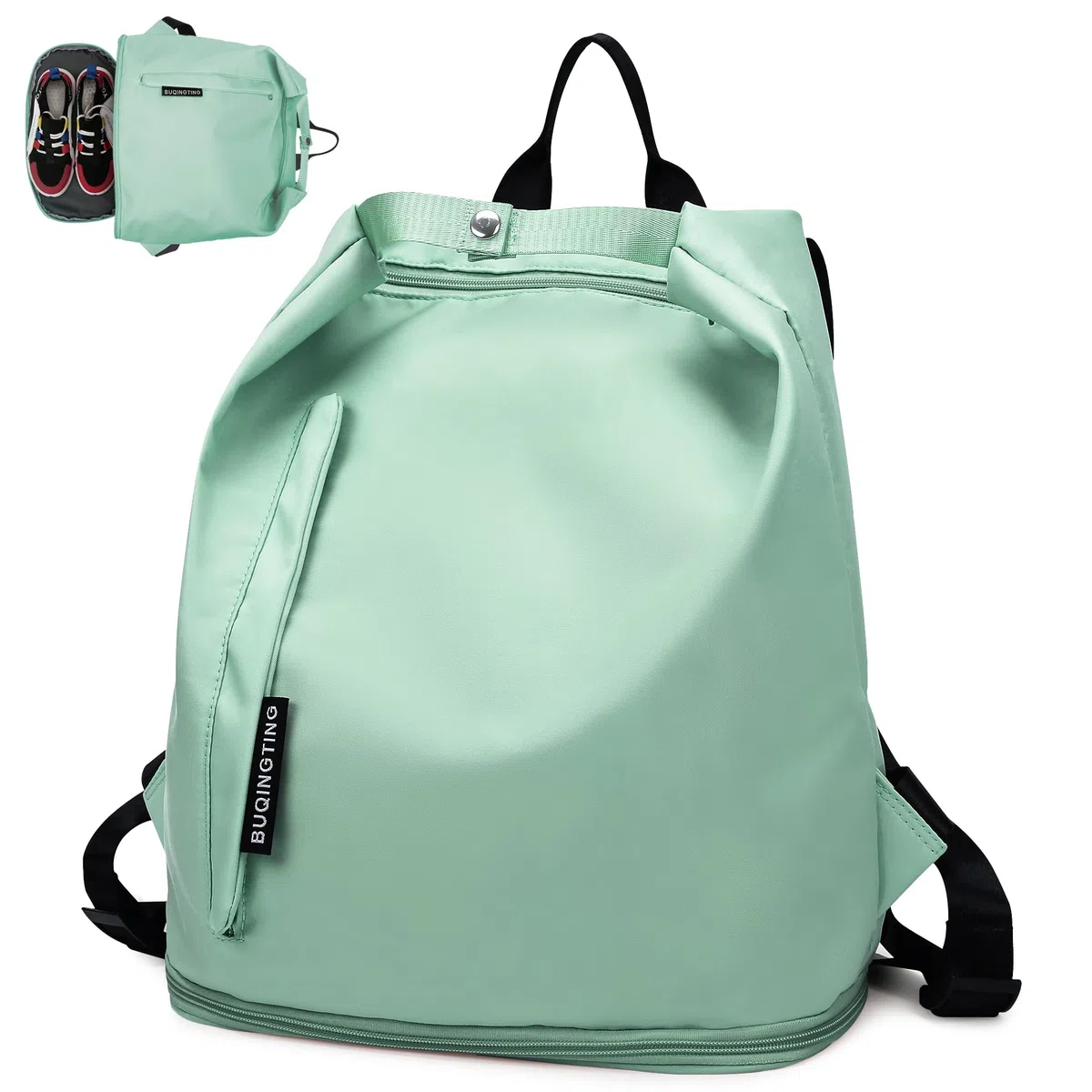 Mochila Deportiva Mujer Hombre Bolsa Viaje Impermeable Mochila Playa con Compartimento Zapatos/Bolsillo Húmedo Ajustable Casual Ligera Pequeña Bolsa Natación para Gimnasio Compras Fitness,Verde