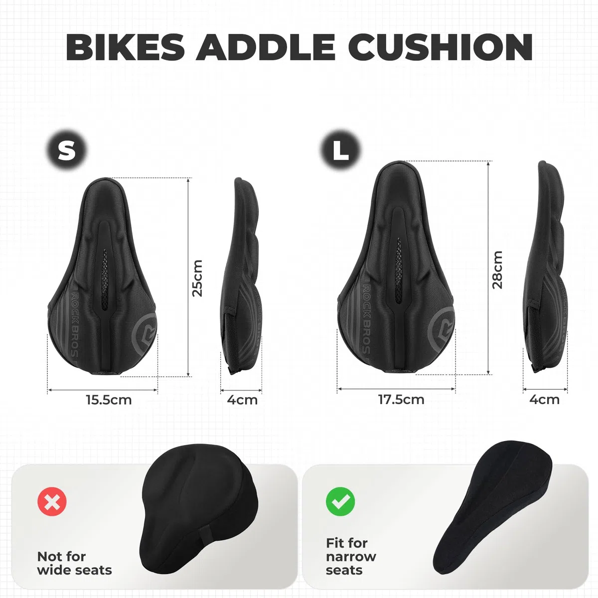 ROCKBROS Sillín Cubre Bicicleta Gel para Hombre Mujer, Cojín de Asiento de Bicicleta con Funda Impermeable, Sillín Cojín Suave para Bicicleta de Carretera y Montaña