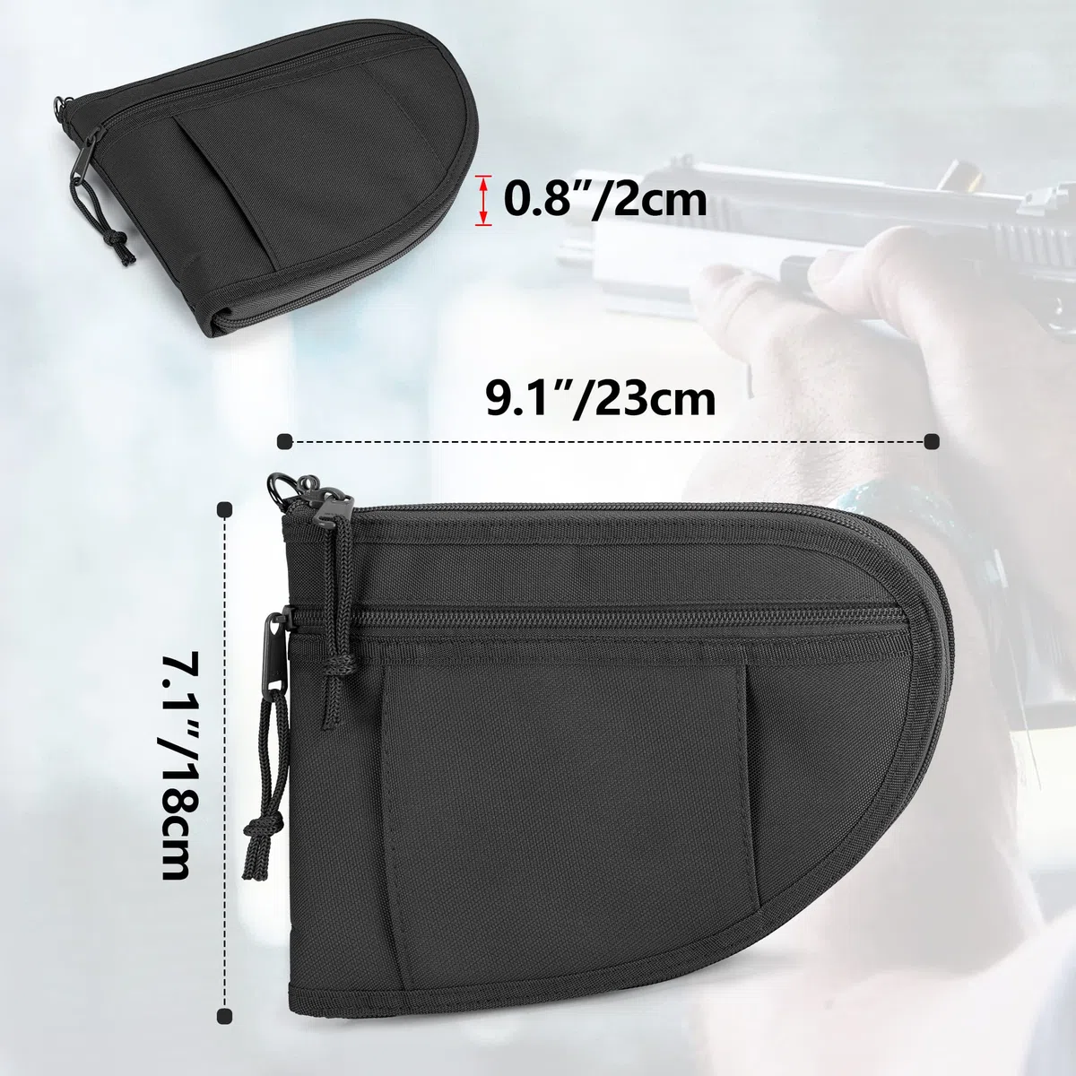 GOBUROS Estuches Acolchados para Pistola con Cremallera bloqueable, Bolsa para Pistola con Forro de Terciopelo Grueso (2 Paquetes)