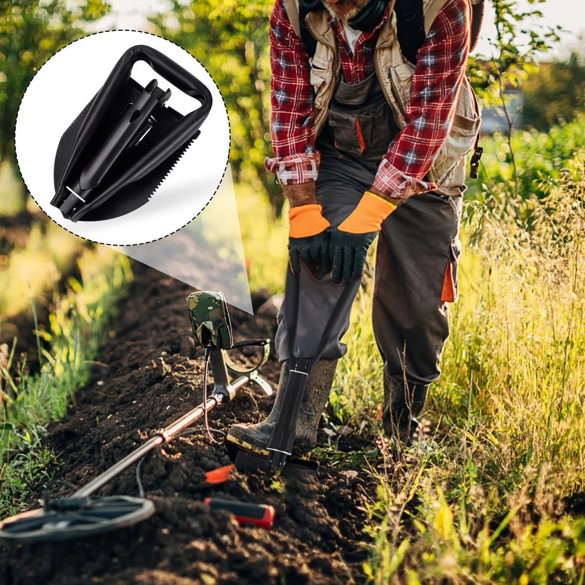 Pala Supervivencia Multifuncional, Resistente Pala Plegable de Acero al Carbono, Militar Accesorios Indispensable Se Puede Utilizar al Aire Libre (M)