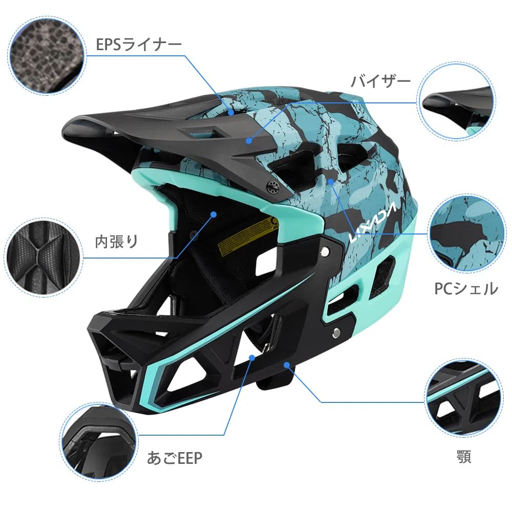 Lixada Casco Integral de Bicicleta de montaña para Adultos Racing Downhill MTB Casco para Hombres/Mujeres Casco de Bicicleta de montaña para Adultos con Visera de más de 31 ventilaciones