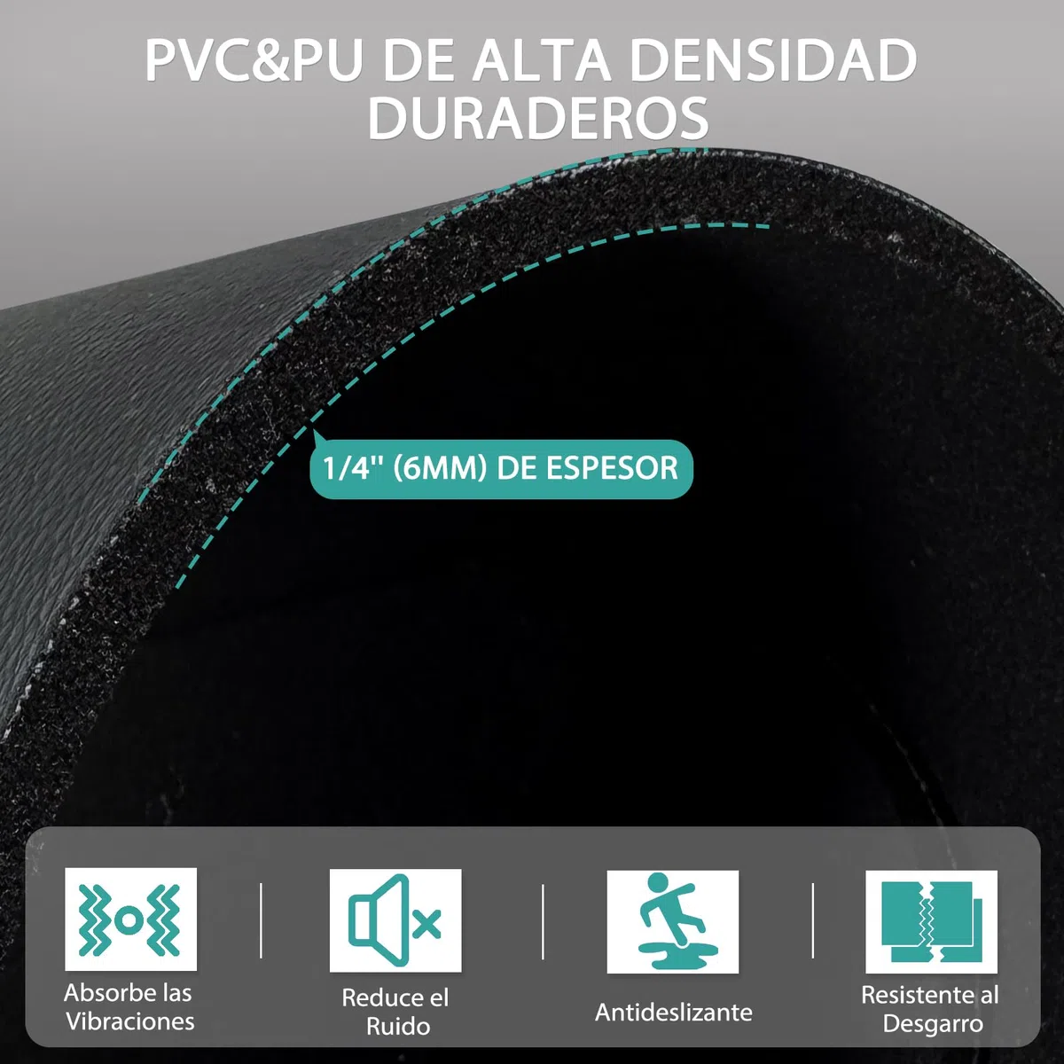 6 mm PVC Esterilla Cintas de Correr, Alfombrilla Protectora de Suelo para Aparatos de Fitness, para Bancos de Pesas/Elípticas/Bicicletas Estáticas,Yoga Antideslizante (28 * 70cm 2pcs)