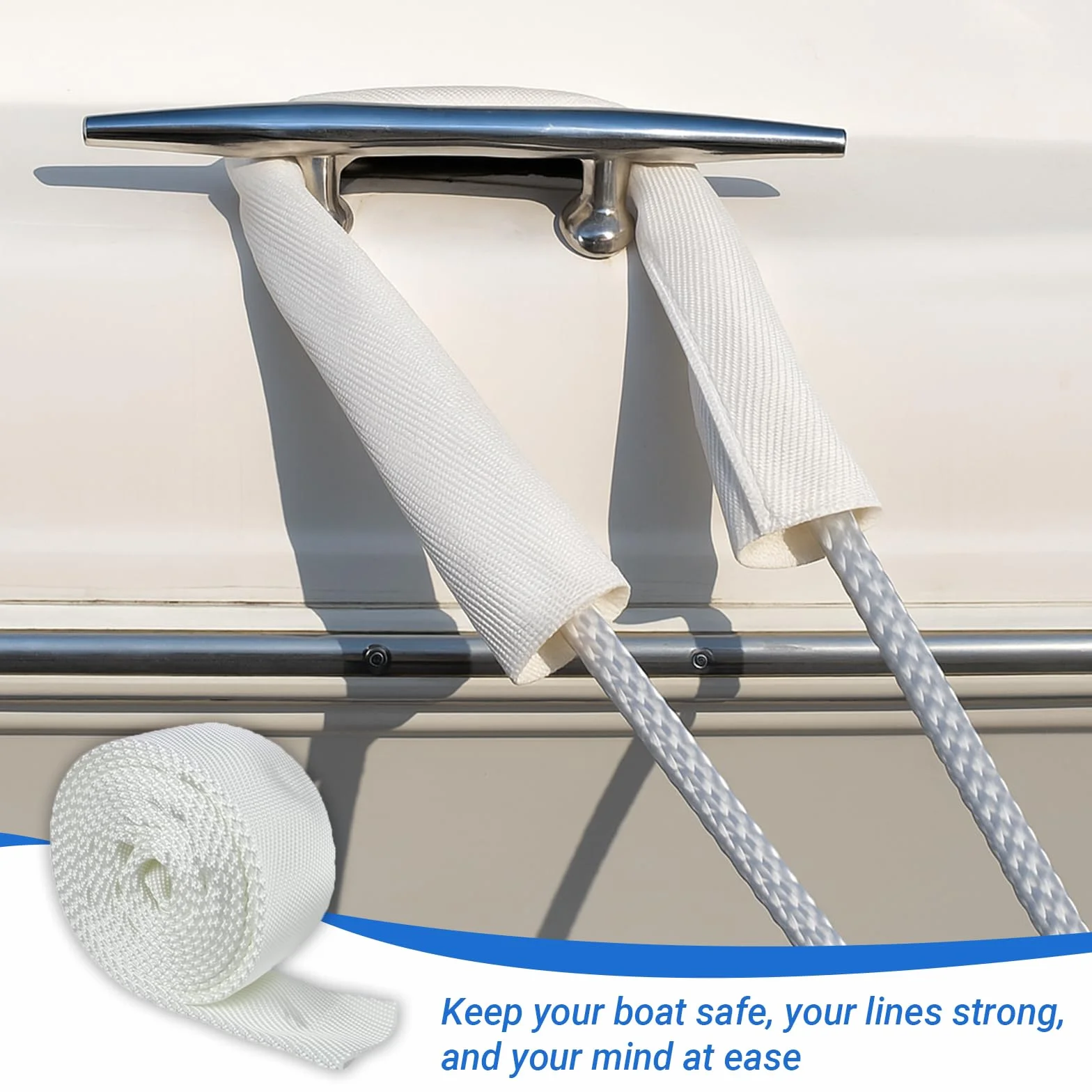 Cubierta de Cuerda de protección de Muelle Marino, Protector de línea de Amarre de Barco Resistente para líneas de hasta 1 Pulgada, Equipo de Anclaje de Acoplamiento de Vela para yate (10 pies)