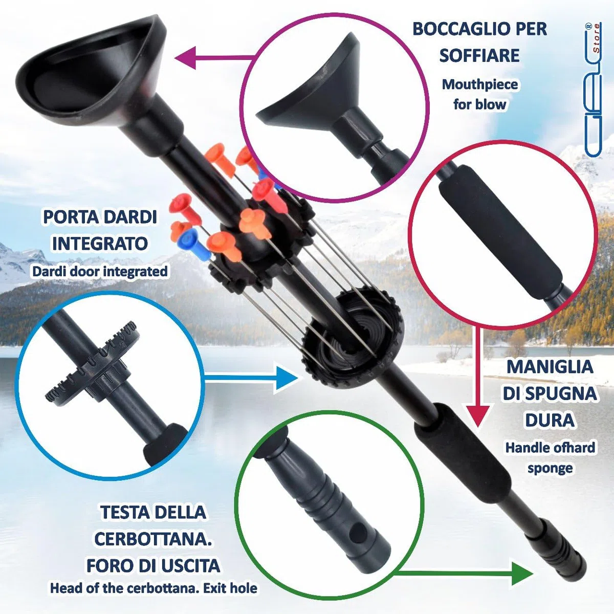 Cerbottana profesional deportiva 30, 24, 18, 12 pulgadas, de aluminio resistente y resina, ligera, con porta dardos y 10 dardos incluidos