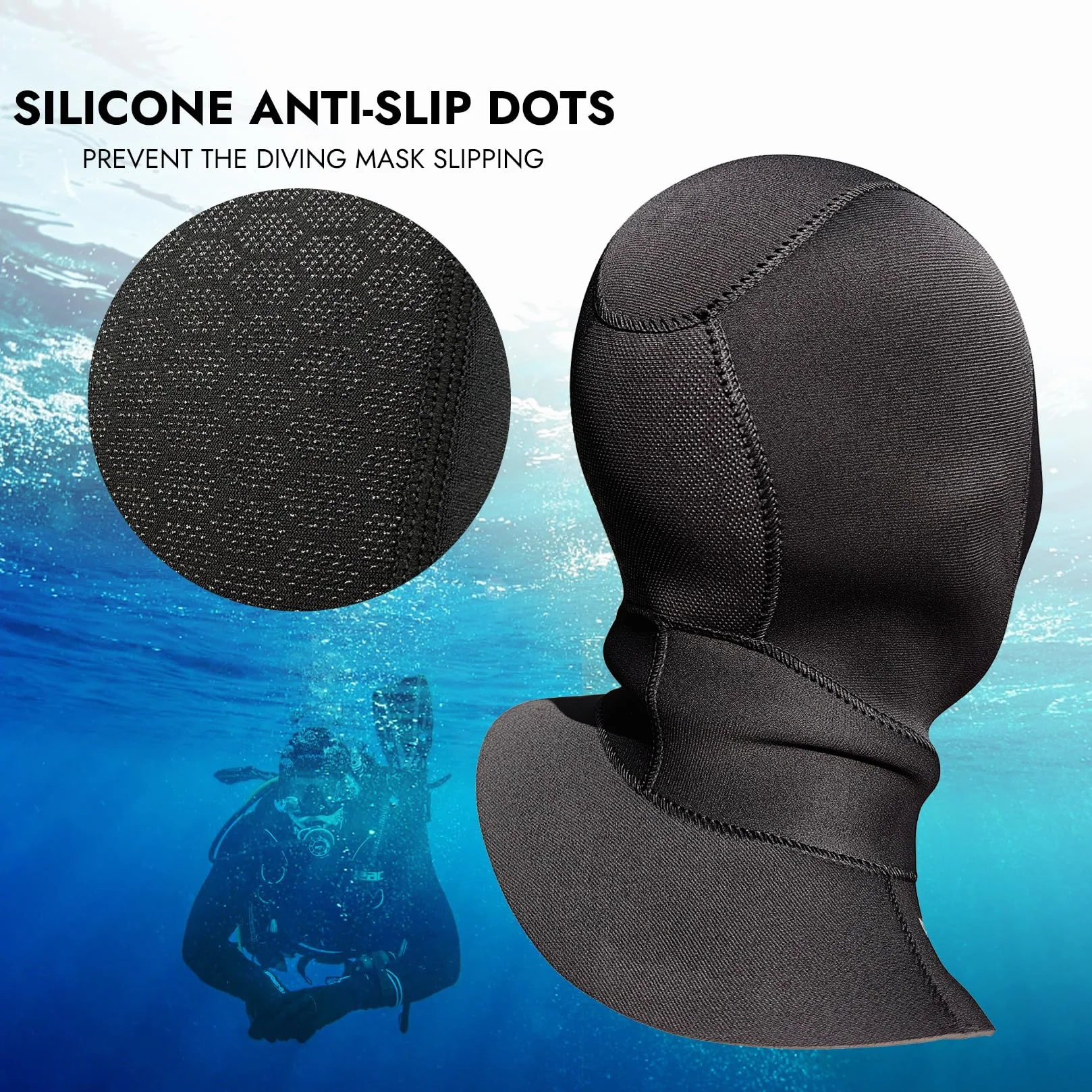 Pasamontañas de neopreno térmico con capucha de 3 mm, gorra con ventilación de flujo, impermeable, para buceo, natación, surf, Snorkeling, para unisex adultos