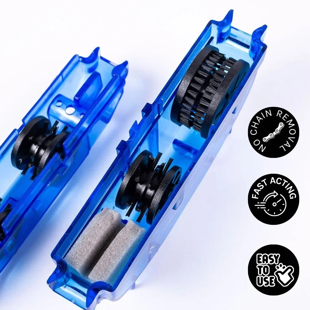 VeloChampion Herramienta de Limpieza de Cadena de Bicicleta – Limpiador de Eficiente – Herramienta Ideal para el Mantenimiento de la Cadena – Fácil de Usar para Todas las Bici (1, Azul)