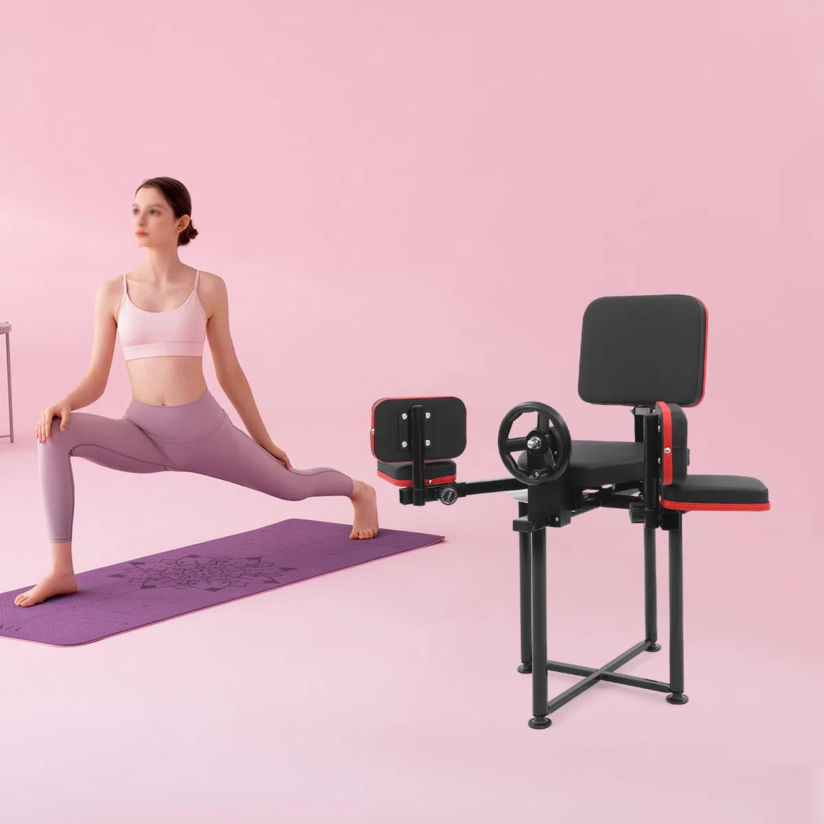 Ejercitador de piernas – Máquina elástica de piernas para estiramiento eficaz en el gimnasio y en casa, almohadilla de piel, construcción de acero resistente, ajustable individualmente para adultos y