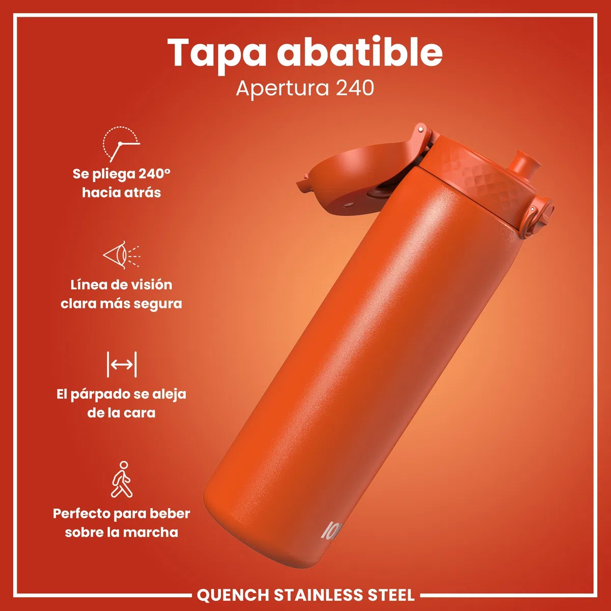 ION8 Botella, a Prueba de Fugas, Fácil de Abrir, Cerradura Segura, Aptas para Lavavajillas, Adapta a Portavasos, Asa de Transporte, Resistente a Rayones