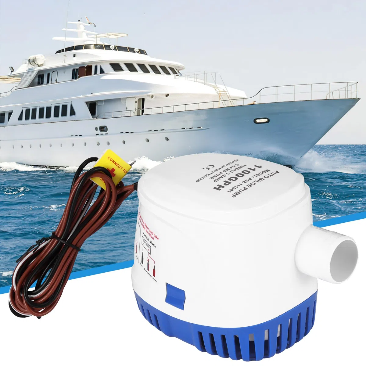OurLeeme Bombas de Achique, 12V 1100GPH Automática Bomba de Agua y de Líquido Bomba para Sumergible Auto Barcos Estanques Piscinas