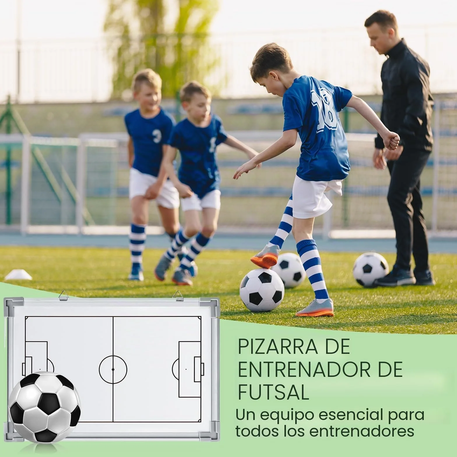 Joyeee Portapapeles de fútbol de doble cara impermeable para entrenadores de fútbol de doble cara, diseño de corte completo y media cancha de fútbol sala de fútbol con borrado en seco, 43 x 30 cm