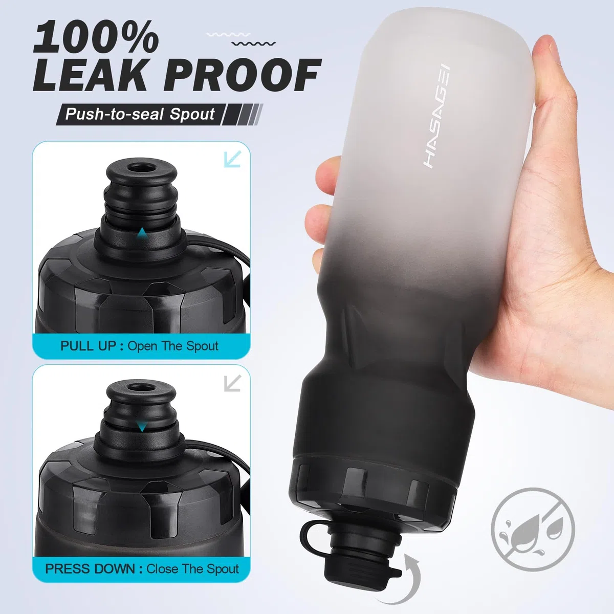 HASAGEI Soporte para Botella de Agua para Bicicleta con Botella de 24 onzas, diseño Antideslizante Duradero a Prueba de Fugas, Ligero y Ajuste Universal para Accesorios de Ciclismo de montaña
