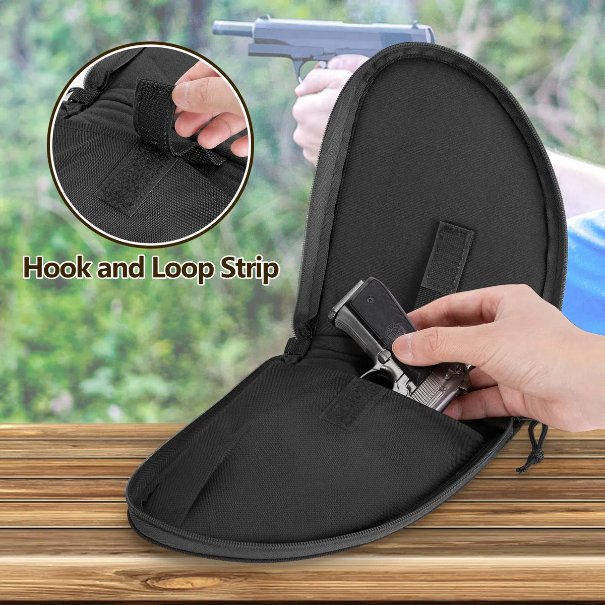 GOBUROS Estuches Acolchados para Pistola con Cremallera bloqueable, Bolsa para Pistola con Forro de Terciopelo Grueso (2 Paquetes)