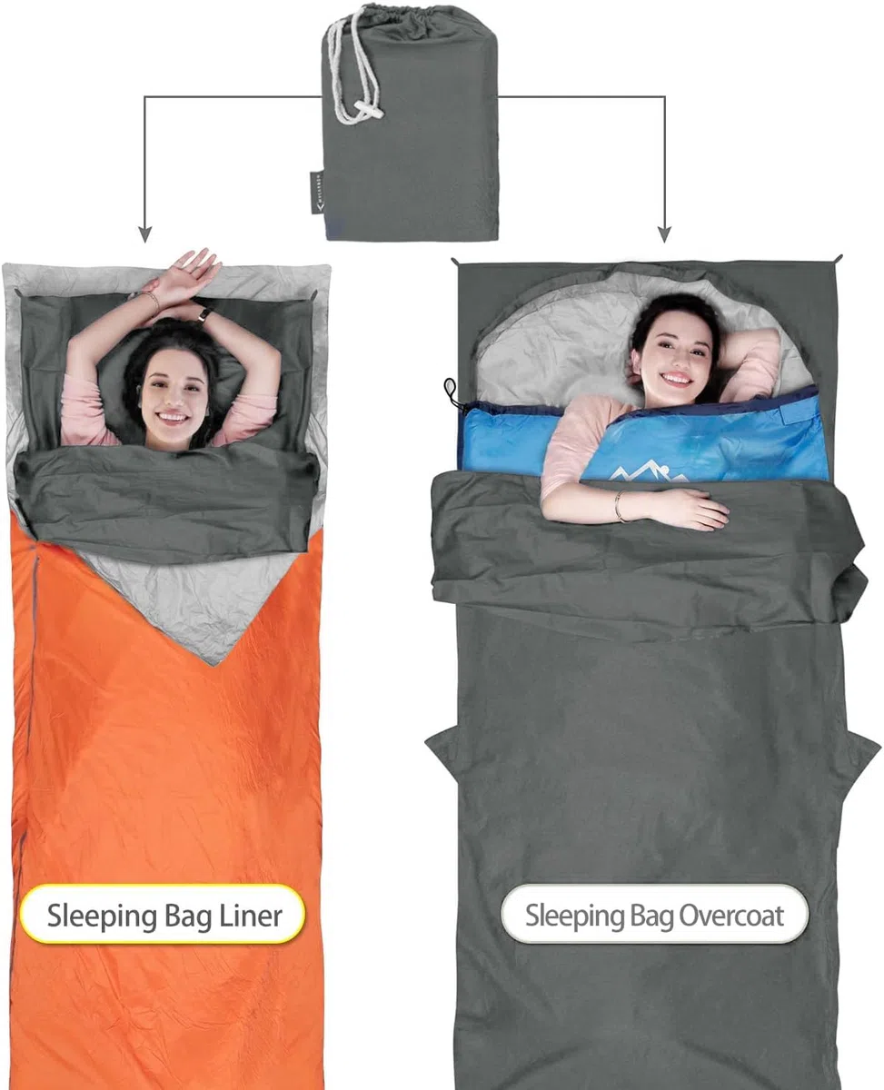 MYCARBON Forro para saco de dormir de viaje, 100% algodón, súper suave, 220 x 90 cm, sábana de viaje portátil y ligera para bolsa de cama de camping, albergues, entrenadores, picnic, trenes con