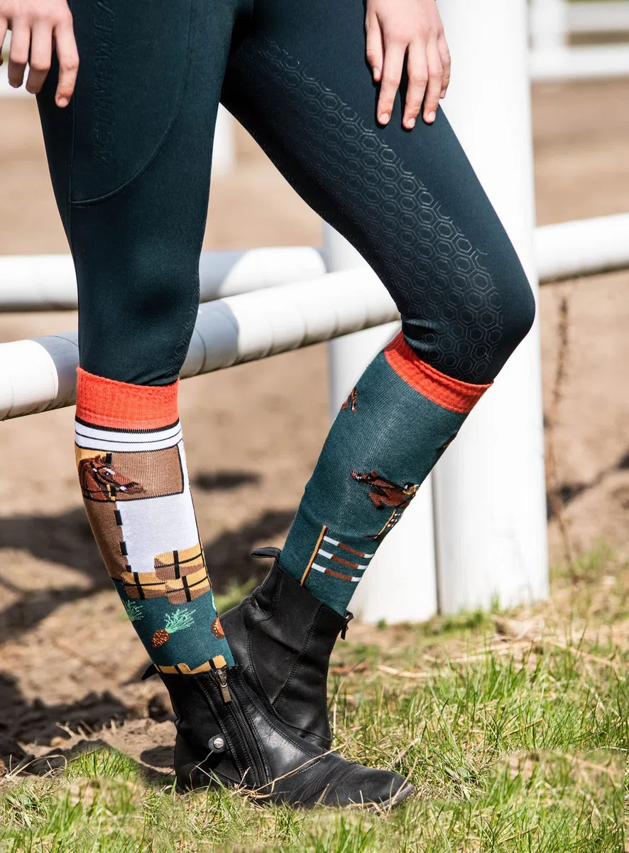 TODO Comodo Calcetines de equitación multicolor con diseño STJBW | Calcetines de equitación de algodón para mujeres niñas niños