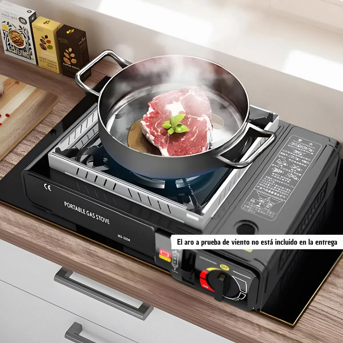 Cocina Portátil de Gas Butano, Hornillo de Gas Portátil, Estufa Camping con Maletín, Cocina 2 en 1, Disponible Uso Butano, Sistema de Bloqueo de Cartucho, Control de Llama