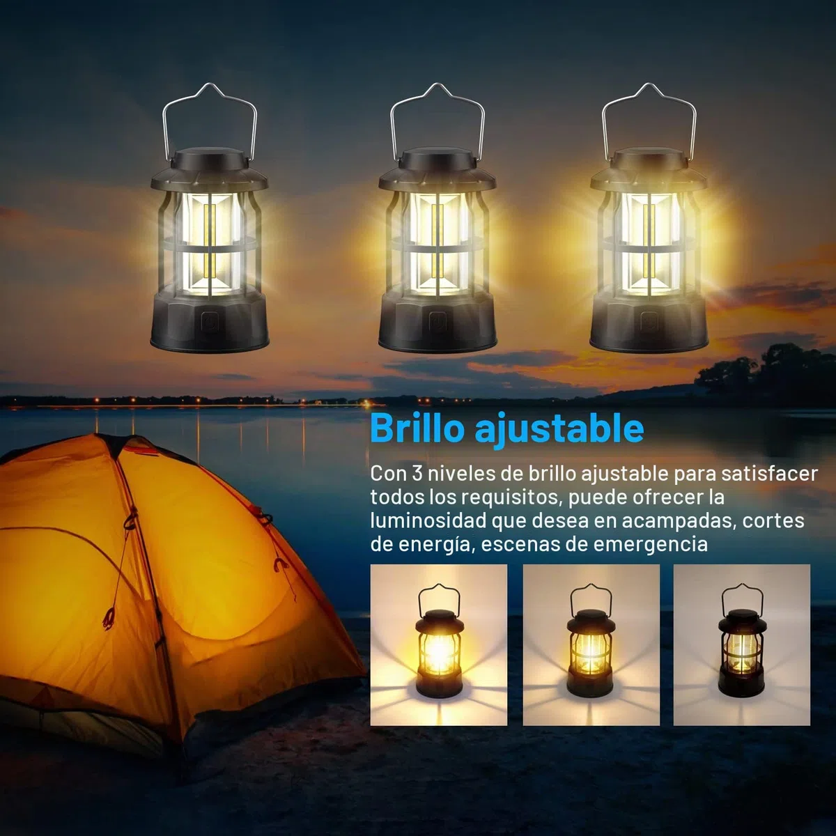 Linterna de Camping, 2 Piezas Lámpara de Camping LED a Pilas, Farol Camping 3 Modos Luz de Emergencia, Luz de Carpa IPX4 Resistente al Agua para Acampar Caminar Pescar Cortes de Energía y Más