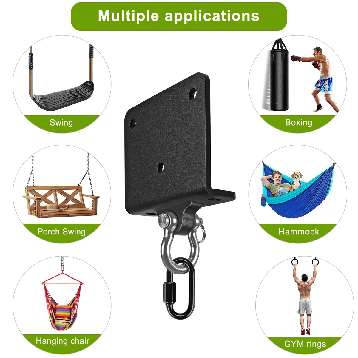 BeneLabel Soporte para Saco de Boxeo, Soporte para Viga, Gancho para Colgar Saco Pesado, Hardware para Ejercicios de Velocidad, Entrenamiento de Muay Thai, Hamaca Oscilante, 1000 Libras