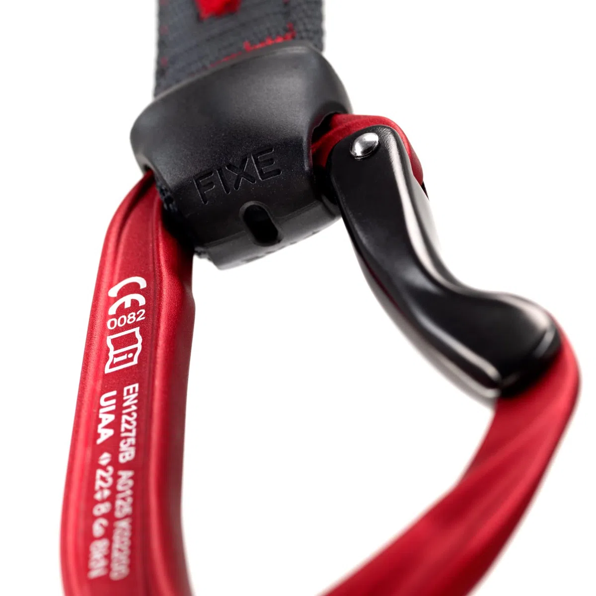 FIXE - Cinta Exprés Picot Team Edition para Escalada Deportiva y Desplomes - Alta Visibilidad y Máxima Precisión - Mosquetones Picot Curve + Straight - Poliamida - 18 cm - Color Rojo