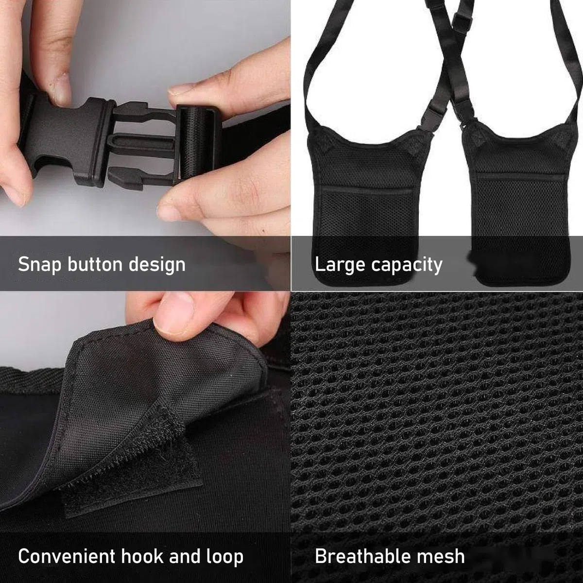 Dilwe Bolsa Antirrobo para Axilas, Bolsa Portátil Ajustable de Poliéster con Doble Hombro para Llaves del Teléfono, Viajes, Montañismo y Diario