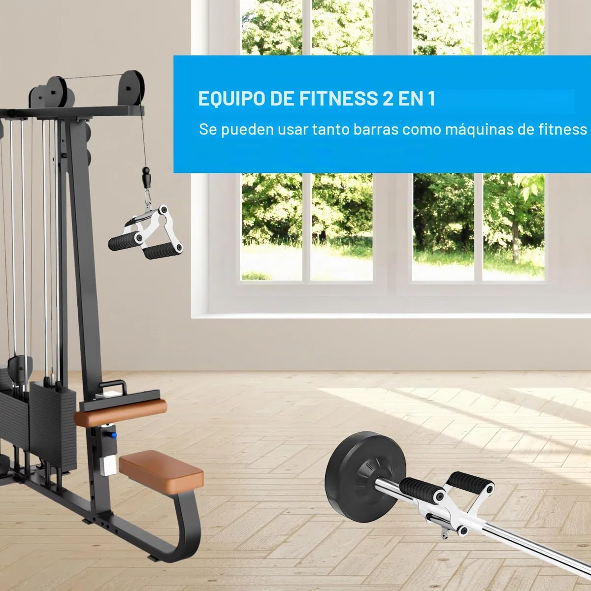 Mango de Barra en T para Barra de Pesas, T Barra, Mango de Mina Terrestre, 2 en 1 Mango de Remo con Trabillas, Fijación para Máquinas de Cable, Mango en V, Barras de Pesas para Entrenamiento